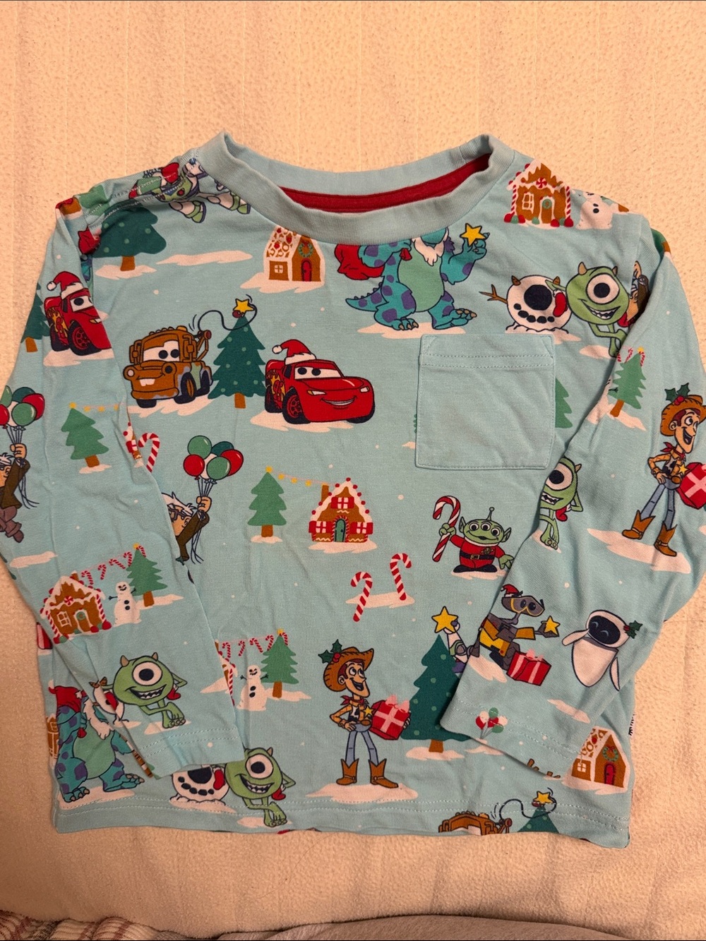 Little Sleepies Light Blue Holiday Character Pajama Top